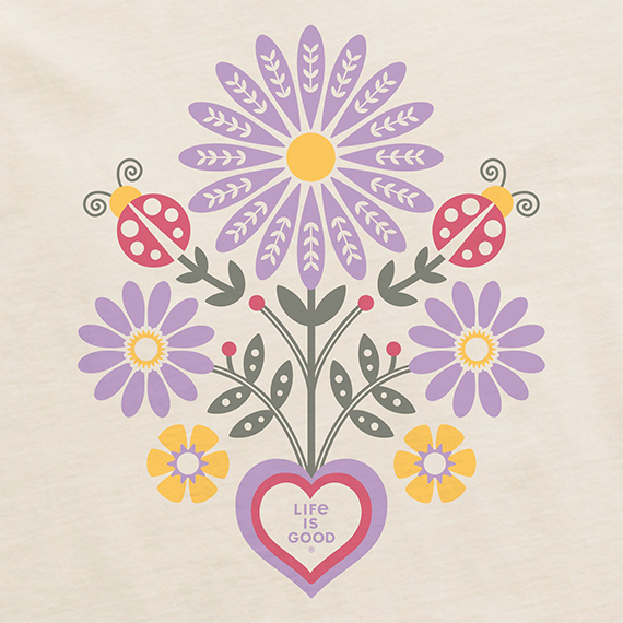Life is Good Women's Crusher Tee - Mirror Daisies & Ladybugs