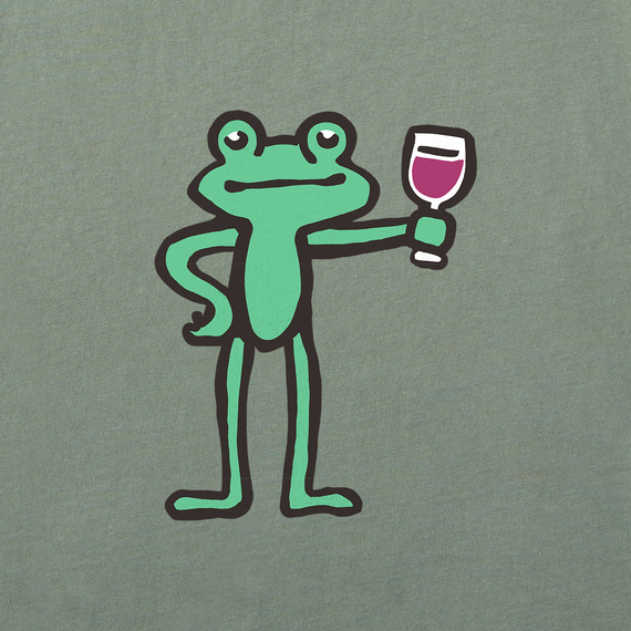 Life is Good Women's Crusher Tee - Frog with Wine