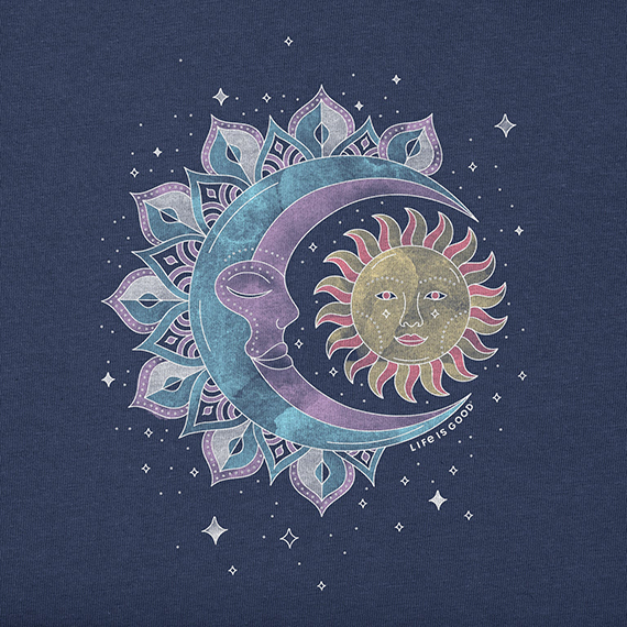 Life is Good Women's Crusher Tee - Washy Celestial Sun Moon