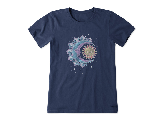 Life is Good Women's Crusher Tee - Washy Celestial Sun Moon