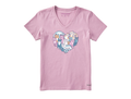 Life is Good Women's Crusher Vee - Heart of Cats
