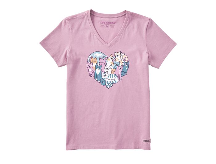 Life is Good Women's Crusher Vee - Heart of Cats