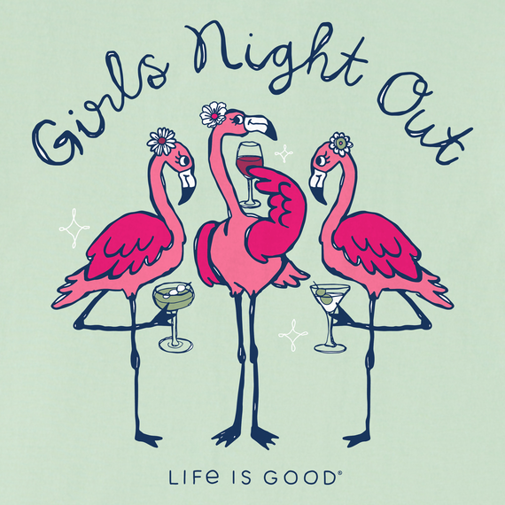 Life is Good Women's Crusher Vee - Girls Night Out Flamingo