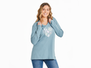 Life is Good Women's Long Sleeve Hooded Crusher Lite Tee - Love Flower Heart