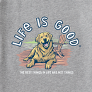 Life is Good Women's Long Sleeve Hooded Crusher Lite Tee - Best Things Golden Dock