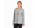 Life is Good Women's Long Sleeve Hooded Crusher Lite Tee - Best Things Golden Dock