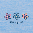 Life is Good Women's Long Sleeve Sun Crusher Tee - Tie Dye Spatter Three Daisies