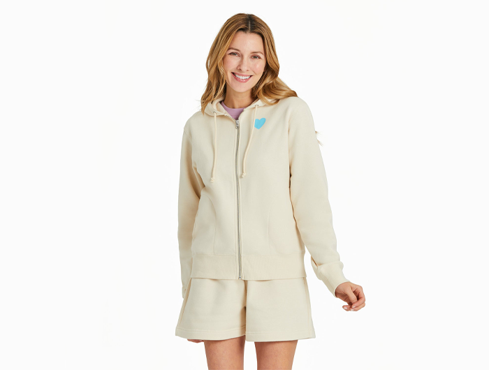 Life is Good Women's Good Vibes Fleece Zip Hoodie - Clean Heart Grid