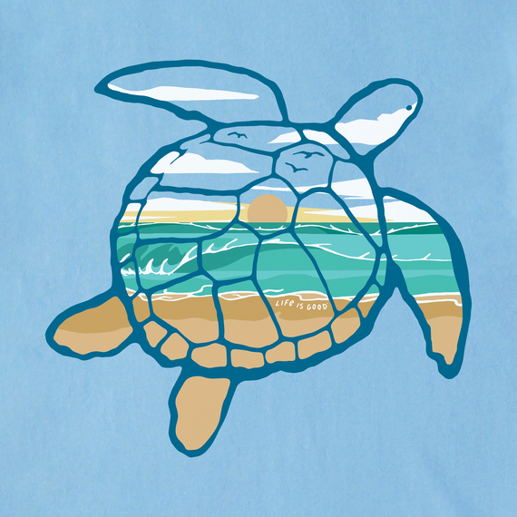 Life is Good Men's Crusher Tee - Macro Micro Sea Turtle Oceanscape