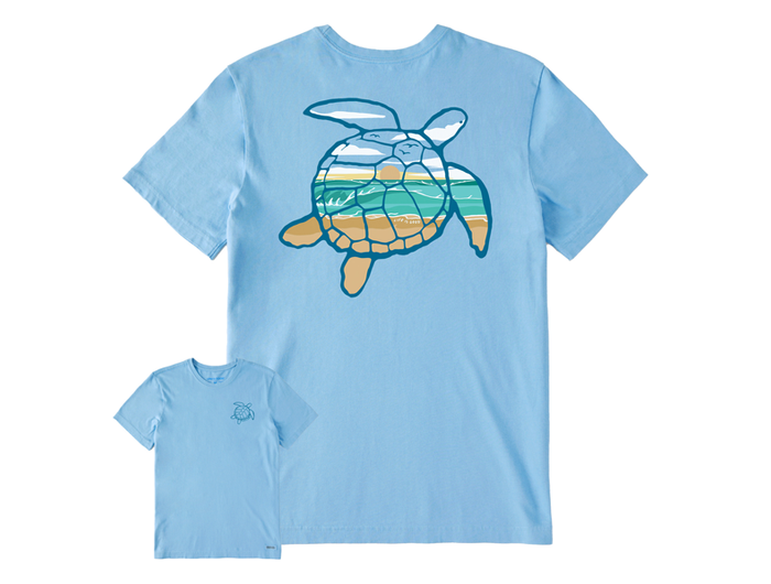 Life is Good Men's Crusher Tee - Macro Micro Sea Turtle Oceanscape