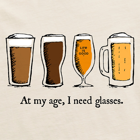 Life is Good Men's Crusher Tee - Need Glasses Beer