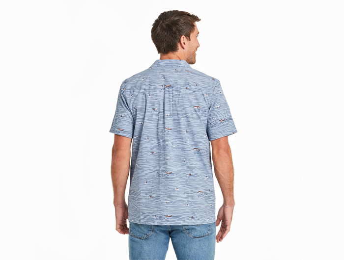 Life is Good Men's Camp Shirt - Water Sports Pattern