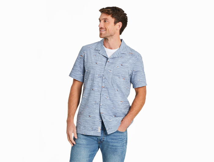Life is Good Men's Camp Shirt - Water Sports Pattern