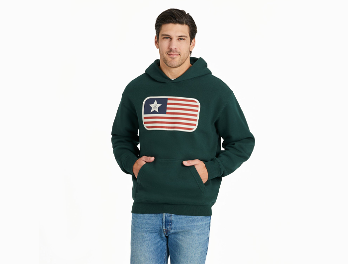 Life is Good Men's Good Vibes Fleece Hoodie - One Star Flag