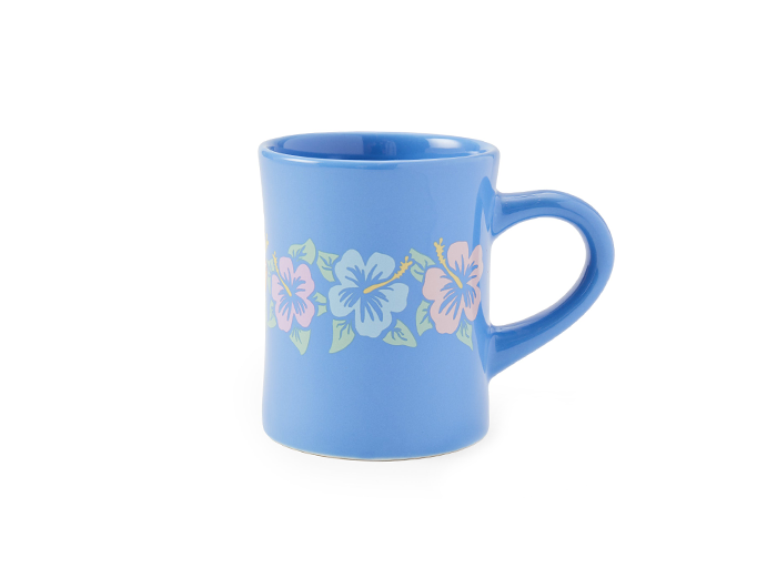 Life is Good Diner Mug - Row of Hibiscus
