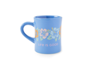 Life is Good Diner Mug - Row of Hibiscus