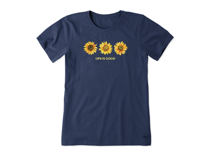 Life is Good Women's Crusher Tee - 3 Sunflowers