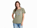 Life is Good Women's Relaxed Fit Slub Tee - Butterflies and Wildflowers