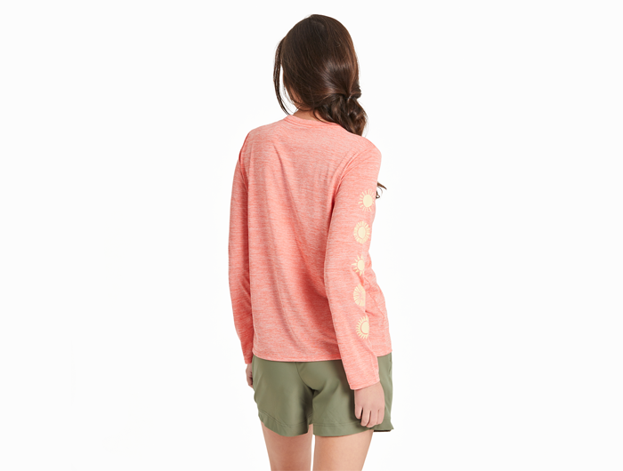 Life is Good Women's Long Sleeve Sun Crusher Tee - Woodblock Sun