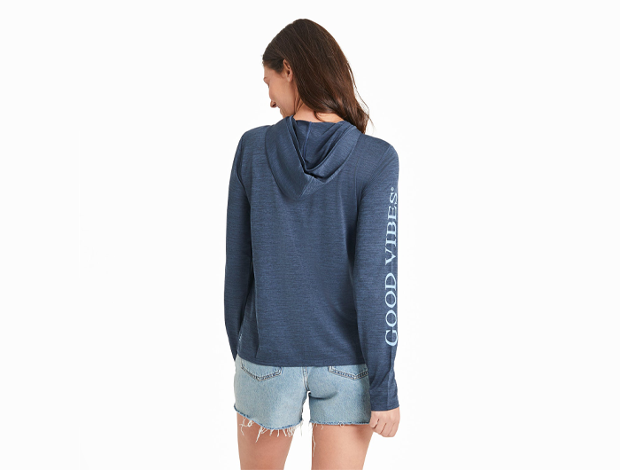 Life is Good Women's Long Sleeve Sun Crusher Hoodie - Small Palms