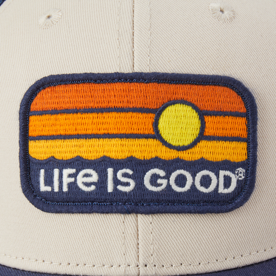 Life is Good Hard Mesh Back Cap - Sunrise Water Stripe