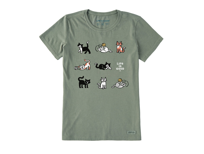 Life is Good Women's Crusher Tee - Al the Cat Grid