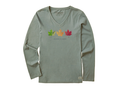 Life is Good Women's Long Sleeve Crusher Vee - Change Is Good 3 Leaves