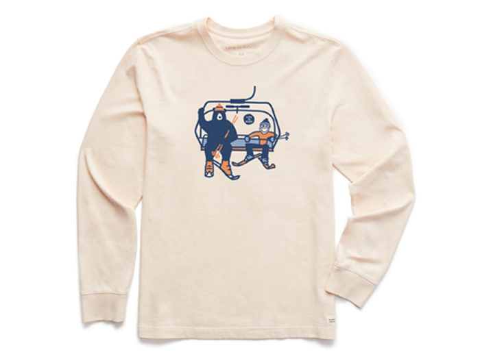 Life is Good Men's Long Sleeve Crusher Tee - Jake Bear Ski Lift