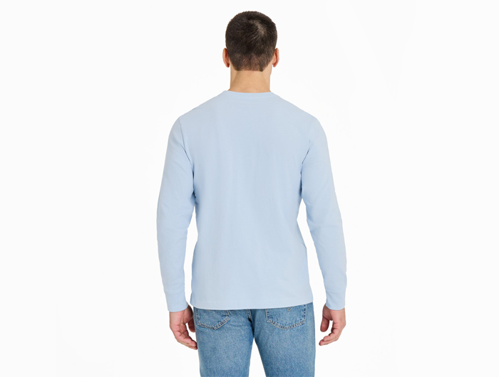 Life is Good Men's Long Sleeve Crusher Tee - Cool Tree Stripes with Snow