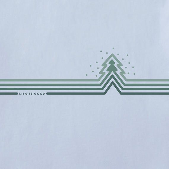 Life is Good Men's Long Sleeve Crusher Tee - Cool Tree Stripes with Snow