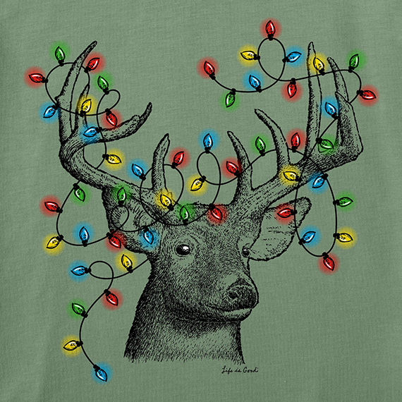 Life is Good Men's Long Sleeve Crusher Tee - Buck Head Xmas Lights