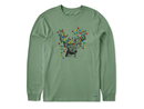 Life is Good Men's Long Sleeve Crusher Tee - Buck Head Xmas Lights