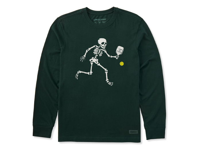Life is Good Men's Long Sleeve Crusher Tee - Pickle Skeleton