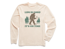 Life is Good Men's Long Sleeve Crusher Tee - It's Go Time Sasquatch