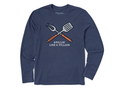 Life is Good Men's Long Sleeve Crusher Tee - Grillin Like a Villain