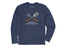 Life is Good Men's Long Sleeve Crusher Tee - Grillin Like a Villain