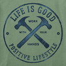 Life is Good Men's Long Sleeve Crusher Tee - Work with Your Hands Hammers