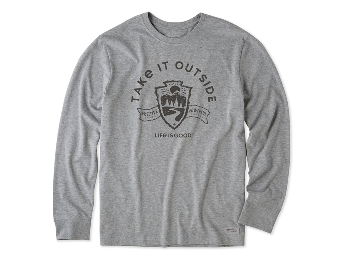 Life is Good Men's Long Sleeve Crusher Tee - Take It Outside Emblem