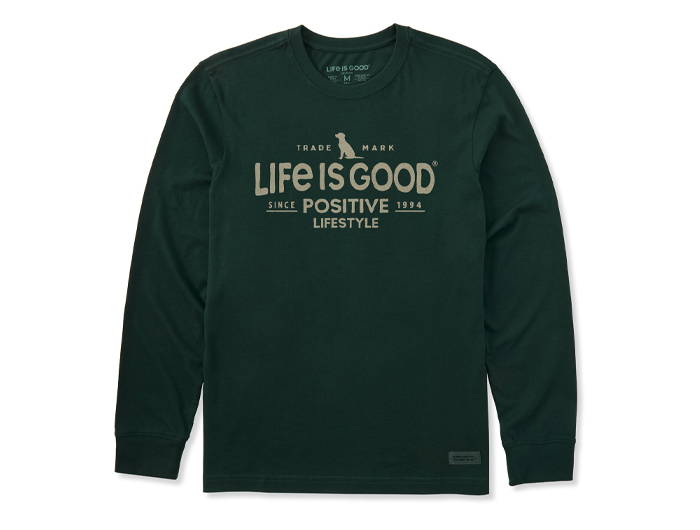 Life is Good Men's Long Sleeve Crusher Tee - Positive Lifestyle Dog