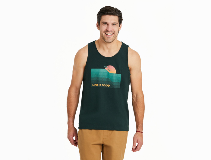 Life is Good Men's Crusher-LITE Tank - Wavy Sunset