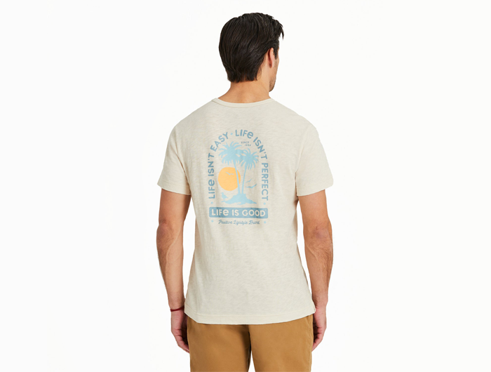 Life is Good Men's Slim Fit Slub Tee - Life Isn't Easy Palms