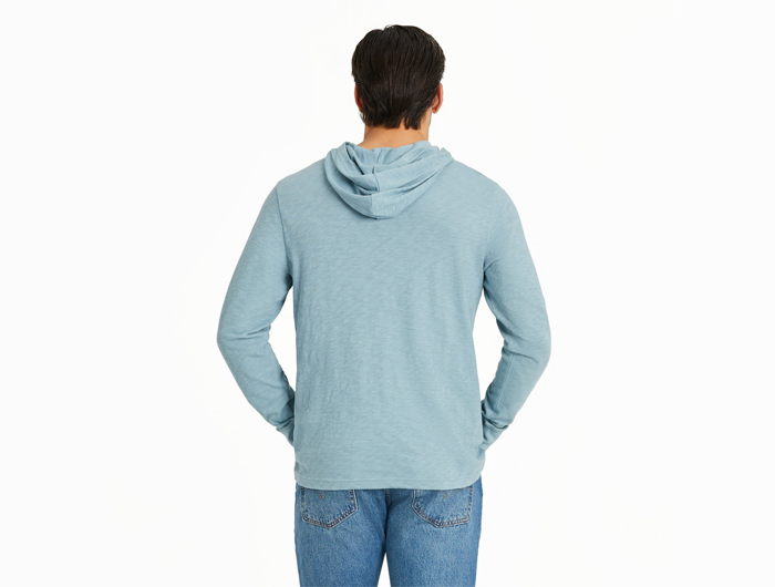 Life is Good Men's Textured Slub Hoodie - Art of Optimism Truck w/Guitar