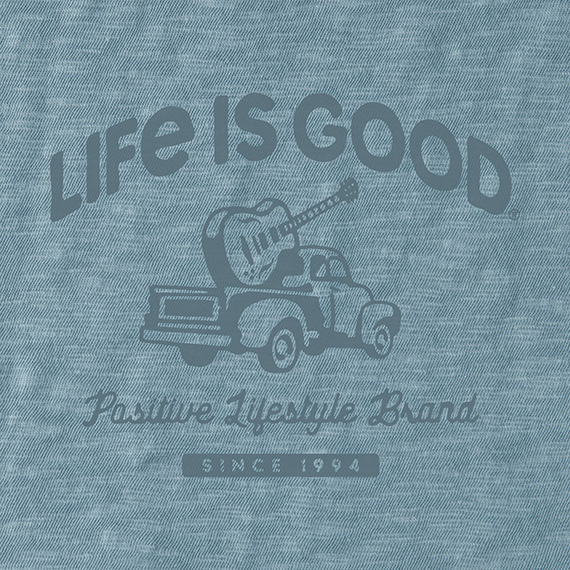 Life is Good Men's Textured Slub Hoodie - Art of Optimism Truck w/Guitar