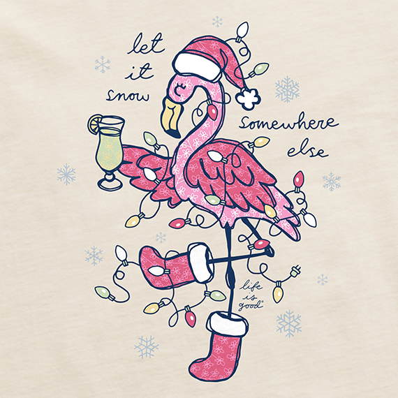 Life is Good Women's Crusher Tee - Let It Snow Flamingo