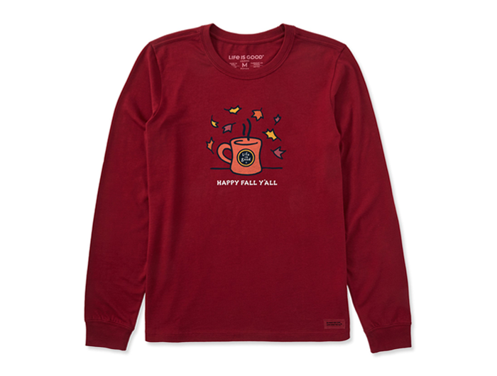 Life is Good Women's Long Sleeve Crusher Tee - Happy Fall Y'all Mug