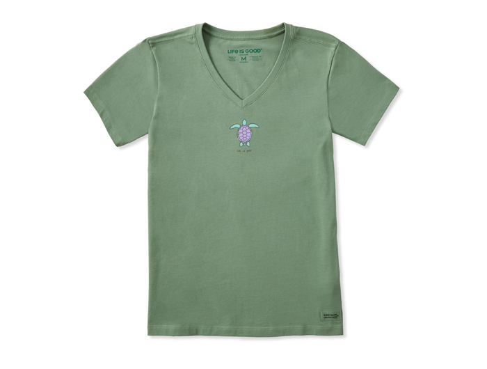 Life is Good Women's Crusher Vee - Watercolor Turtle