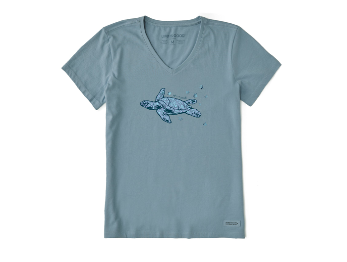 Life is Good Women's Crusher Vee - Patterna Floating Floral Sea Turtle