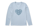 Life is Good Women's Long Sleeve Crusher Vee - Woodcut Heart