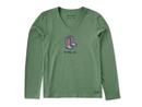 Life is Good Women's Long Sleeve Crusher Vee - Giddy Up Cowboy Boots - FINAL SALE