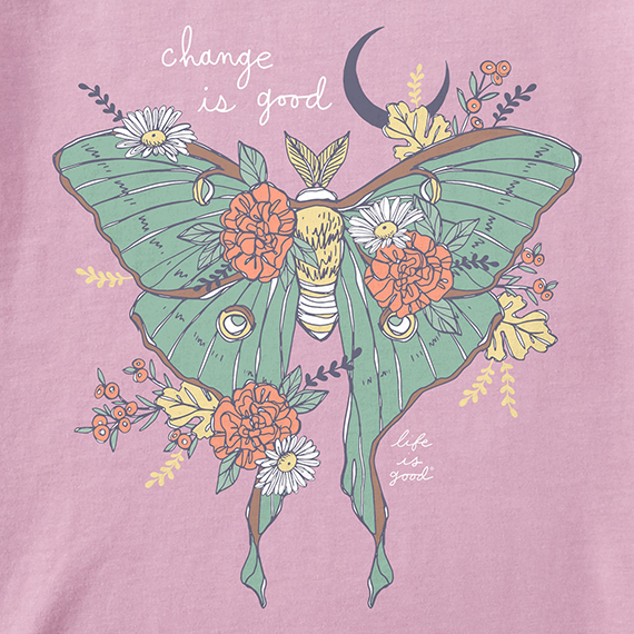 Life is Good Women's Long Sleeve Crusher Vee - Fall Luna Moth
